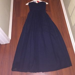 Bill Levkoff navy bridesmaid dress