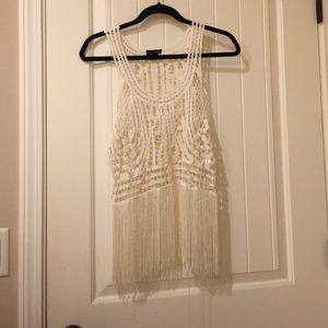 White fringe top