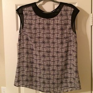 Halogen Short Sleeve Black and White Blouse