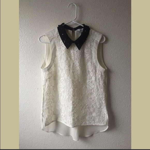 NWT Badgley Mischka Sleeveless Peter Pan Blouse