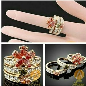 Arinna Swarovski Smoky Topaz Crystal Triple Rings