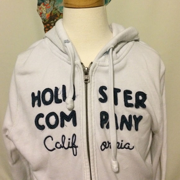 White Hollister Zip Sweatshirt