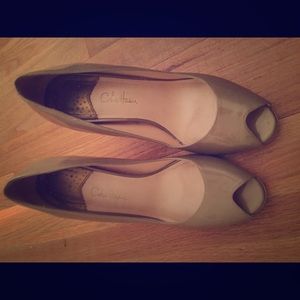 Cold Haan Nike Air Gold/Tan Open Toe Pumps