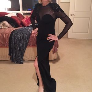 Tadashi black sheer yoke gown