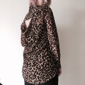 Cheetah print button up blouse