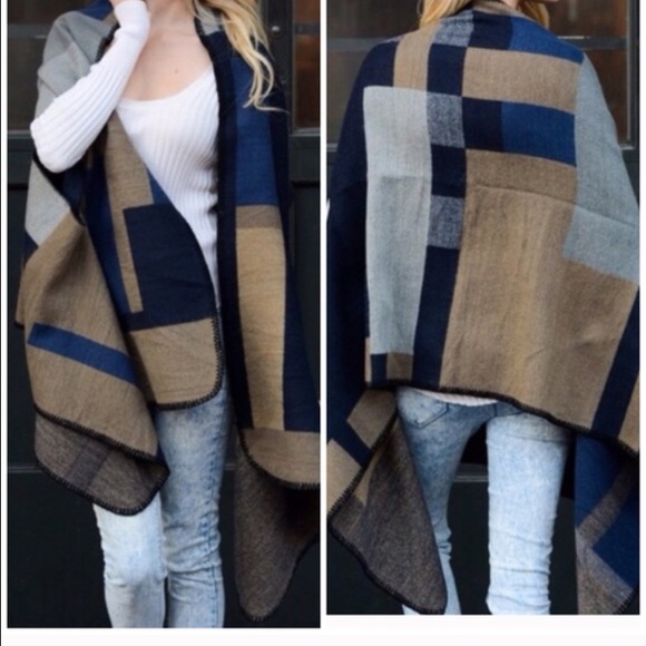 Chic Colorblock poncho Kimono - Picture 3 of 3