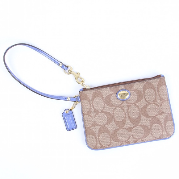 Coach Handbags - Coach NEW Zipper Wristlet Brown & Purple Logo C