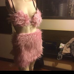 Custom pink fur three piece set