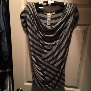 Dark Gray & Light Gray Striped Top