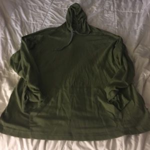 Green long sleeved hoodie shirt.