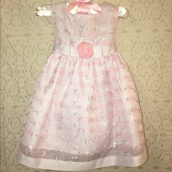 Pink & White Chiffon Eyelet Dress (18 months)