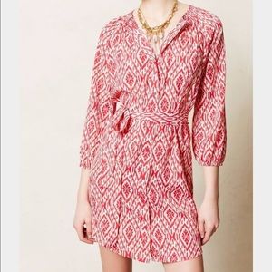 Anthropologie Red Geo Print Dress