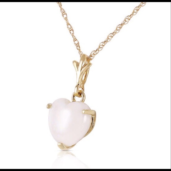 14K Gold Necklace with Heart Opal - Picture 2 of 4
