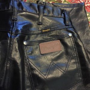 black leather wrangler jeans