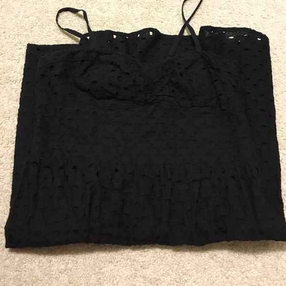 Black eyelet lace dress with spaghetti straps
