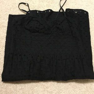 Black eyelet lace dress with spaghetti straps