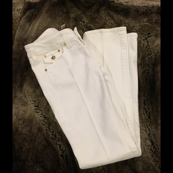 True Religion Pristine White w/ Gold Crystals Jean