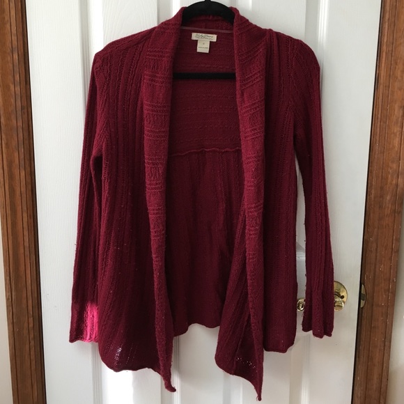 Lucky Brand burgundy cardigan.