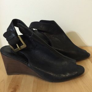 Jeffrey Campbell black leather wedges