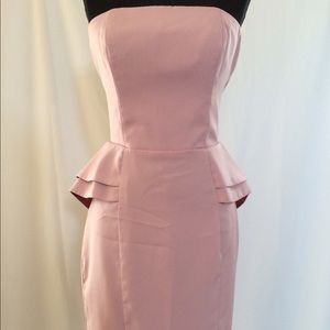 Pink Strapless Peplum Dress