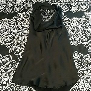 Plunging neck sheer back black tank