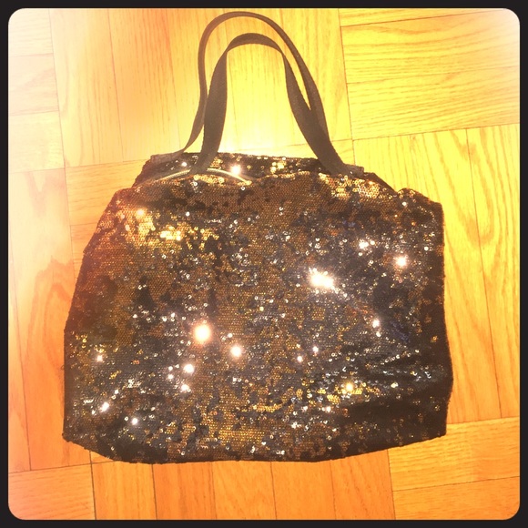 Lesportsac gold/ black sequins satchel