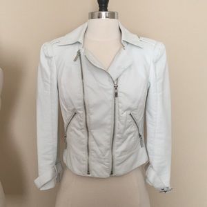Bebe XS white faux leather jacket