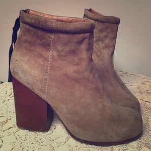 Jeffrey Campbell Suede Booties with Wood Heel