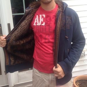 Aeropostale fur  lined hoodie with pockets
