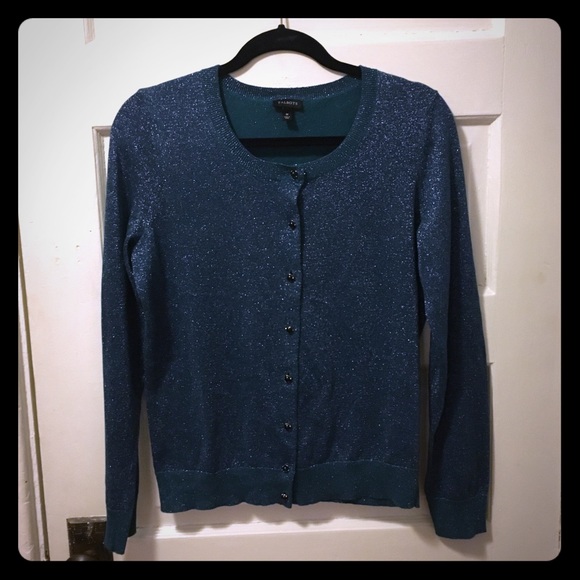 🌟Price Drop🌟 Talbots teal shimmery cardigan sz M