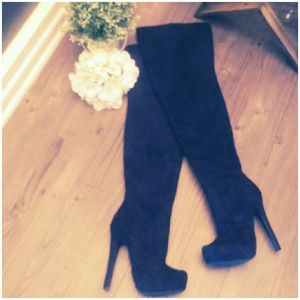 JustFab over the knee heeled boot sz 5.5 Black