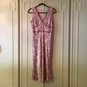 Silk red and cream paisley Banana Republic dress