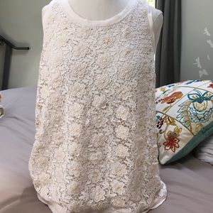 J. Crew Large tank in cream shades floral lace