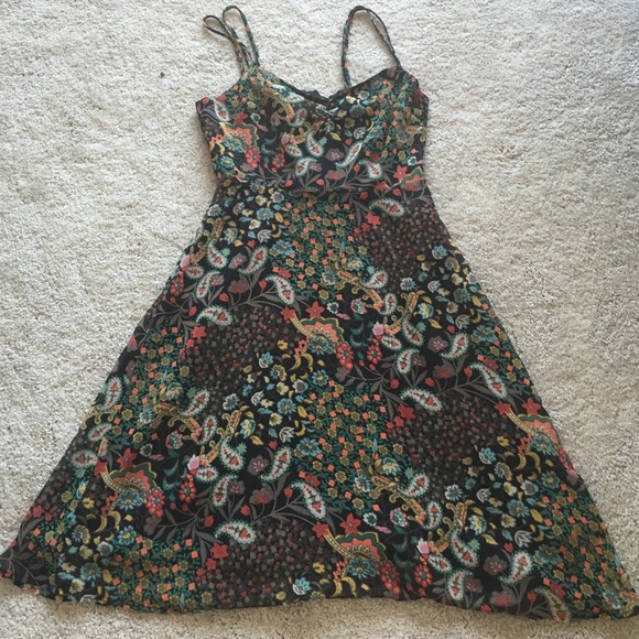 Fall color flower print dress
