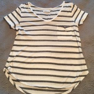 Grey and white striped t-shirt