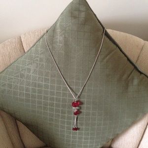 Silver and red dangle necklace