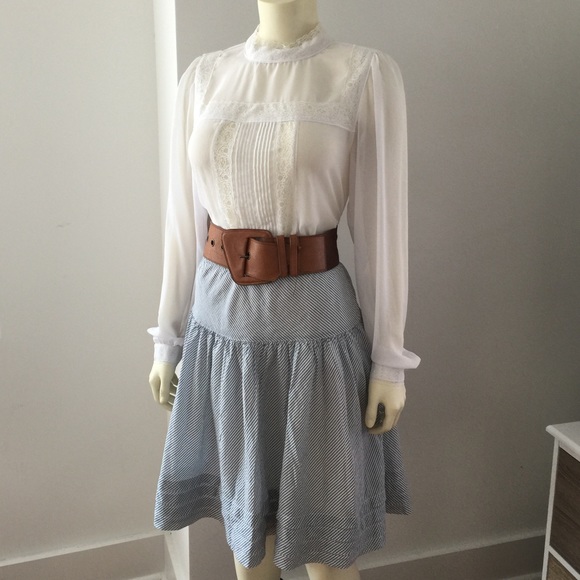 NWOT Gap Blue And White Striped High Waisted Skirt - Picture 2 of 3