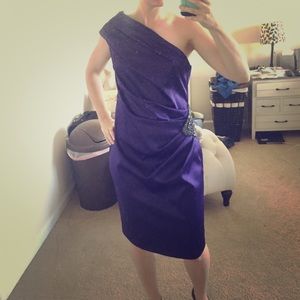 Eliza J One Shoulder Purple Cocktail Dress 12