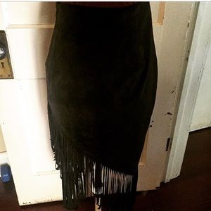 Fringe suede like skirt