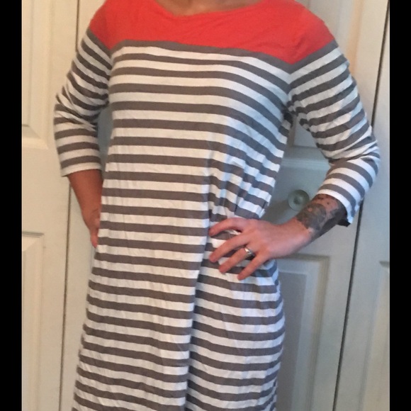 Striped and color block tunic dress