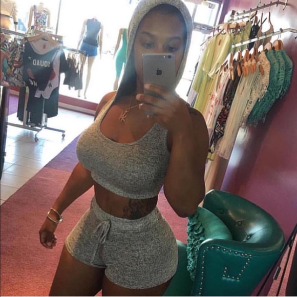 Matching short set with hoodie