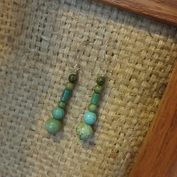 Genuine turquoise and Sterling Earrings