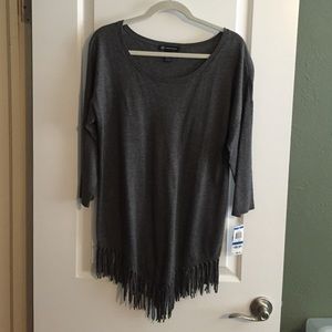 Grey sweater with fringe