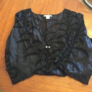 Black silk tunic style top