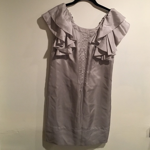 Brand New Anthropologie Grey Silk Dress