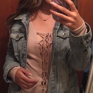 Nude Lace-Up Bodysuit