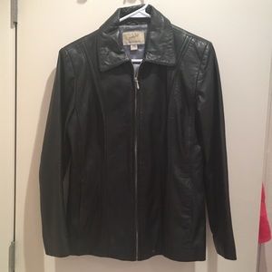 Genuine lamb skin black leather jacked