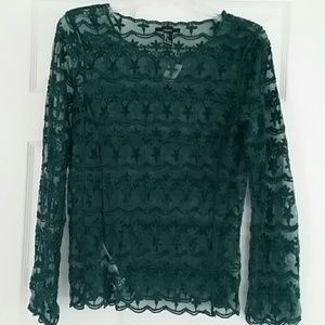 Forever 21 green lace Top