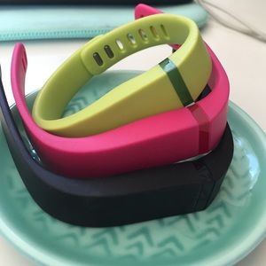 Three colors of Fitbit flex bands