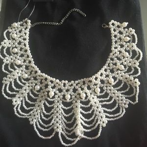 Handmade White Pearl Cluster Necklace
